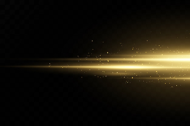 Elegante efecto de luz dorada. Resumen rayos láser de luz. Caóticos rayos de luz de neón. Brillos dorados Aislado