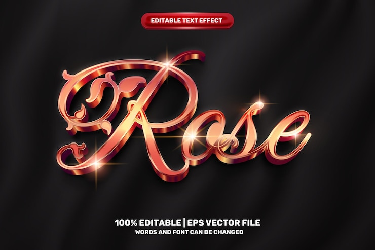 Vector elegante efecto de texto editable 3d de señor de lujo de oro rosa