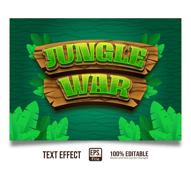 Elegante efecto de texto guerra de la jungla 3d