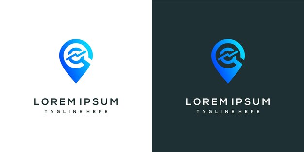 El elegante emblema del logotipo del alfiler vectorial para su diseño es un signo geométrico simple