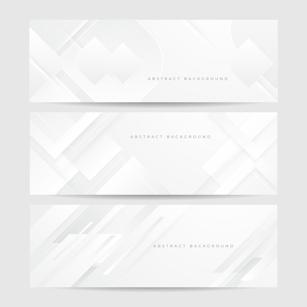 elegante estandarte blanco abstracto con líneas brillantes