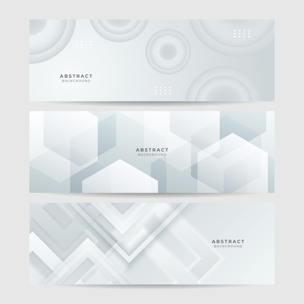elegante estandarte blanco abstracto con líneas brillantes