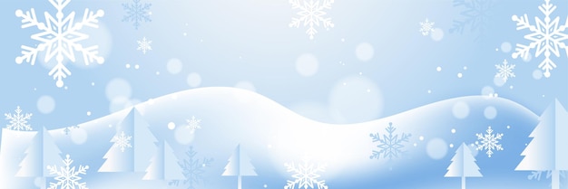 Elegante estandarte navideño con papel tapiz con Frosty Snowflake Estandarte estacional con espacio de copia