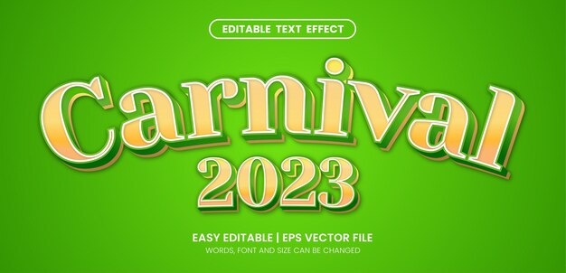 Elegante estilo de efecto de texto editable verde y dorado de carnaval