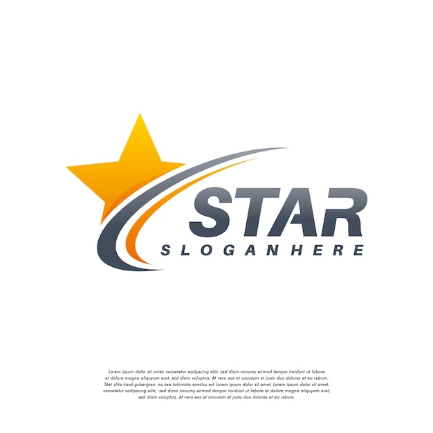 Elegante estrella con diseños de logotipo Swoosh, vector de icono de plantilla de logotipo de estrella