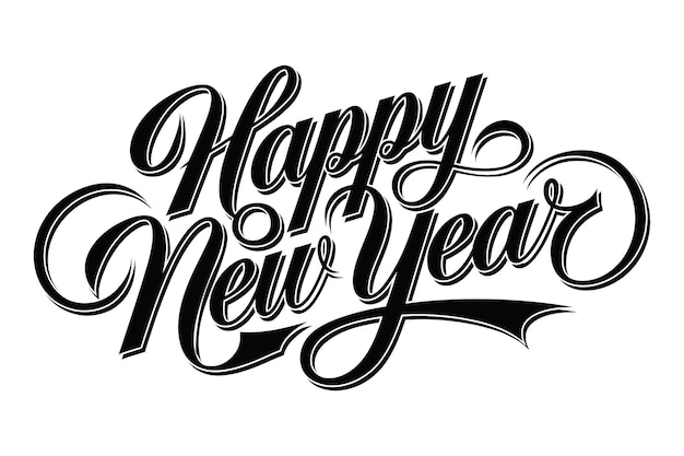 elegante feliz año nuevo tipografía simple y elegante en fondo blanco