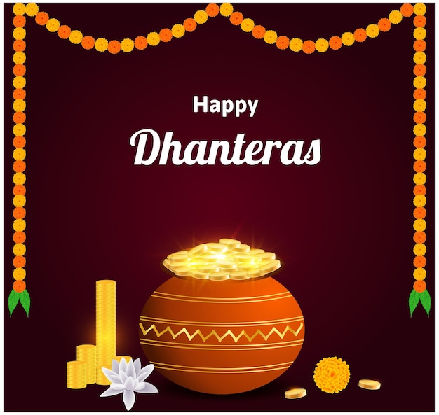 Elegante feliz dhanteras hermoso diseño de vector de festival