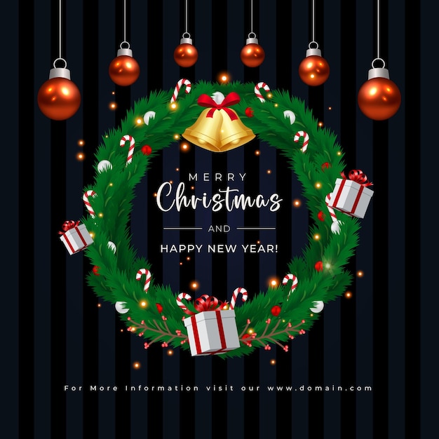 Elegante feliz Navidad feliz año nuevo diseño festivo con copos de nieve y estrellas en estilo moderno