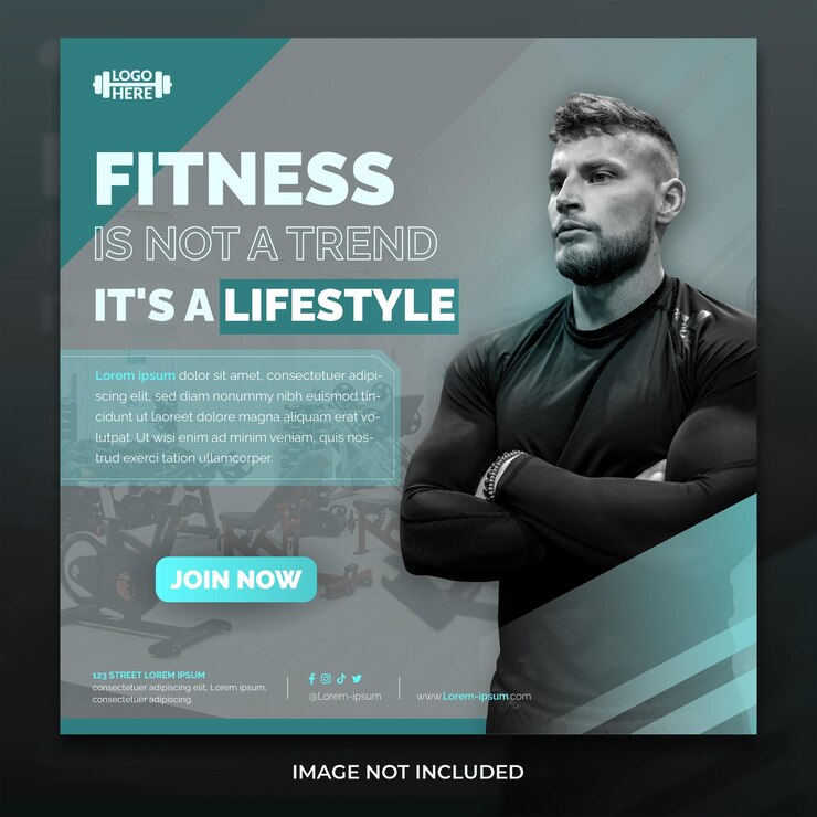 Elegante Fit Gym Fitness Social Media Publicación cuadrada
