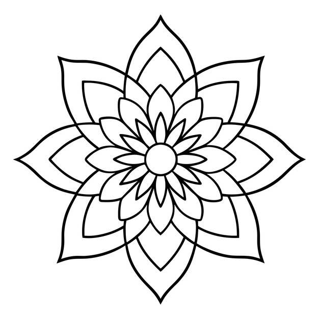 Elegante flor de loto Mandala arte de líneas simétricas Ilustración diseño vectorial