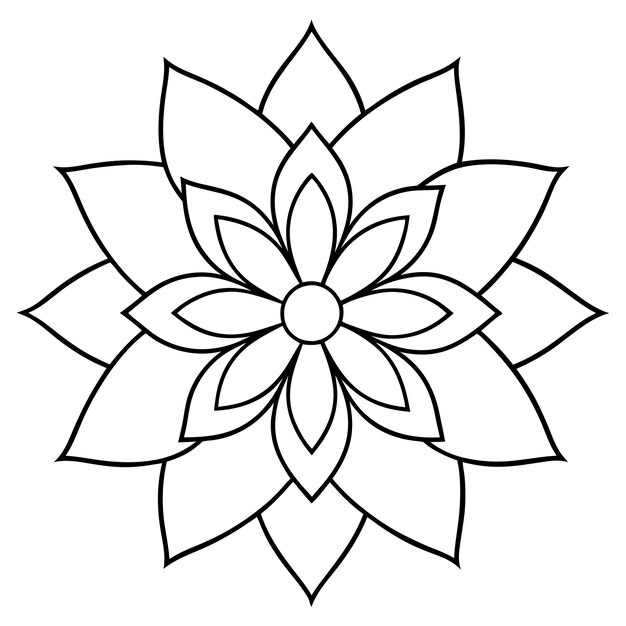 Elegante flor de loto Mandala arte de líneas simétricas Ilustración diseño vectorial