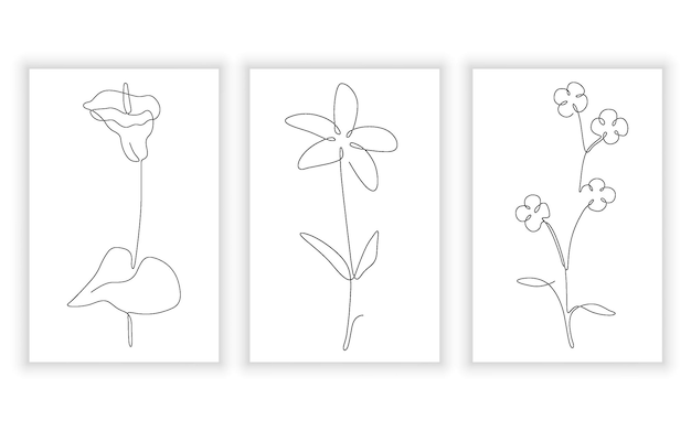 Elegante flor y planta en un estilo de arte de línea Arte de línea continua en minimalista para logotipo.