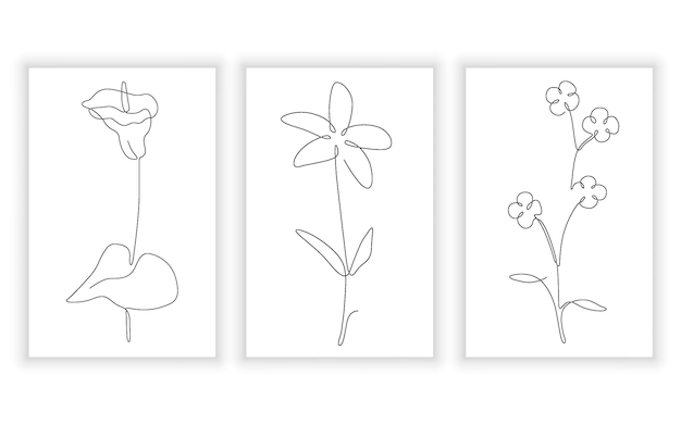 Vector elegante flor y planta en un estilo de arte de línea arte de línea continua en minimalista para logotipo.