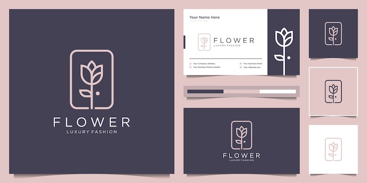 Elegante flor rosa belleza, yoga y spa. diseño de logotipo y tarjeta de visita