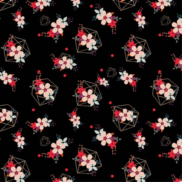 Vector elegante floral con fondo negro