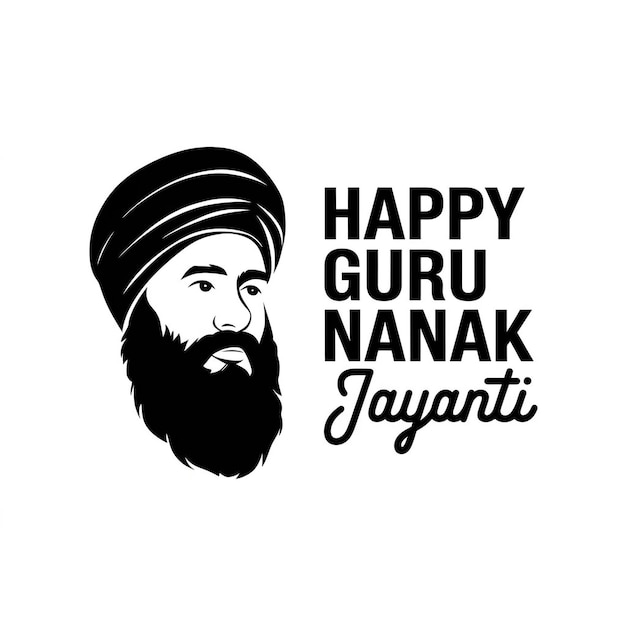 Elegante folleto de Guru Nanak Jayanti con símbolos del sikhismo y gráficos festivos