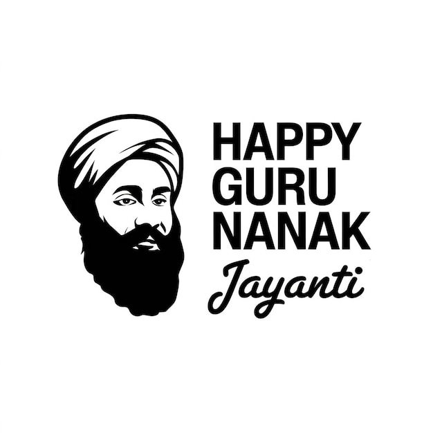 Elegante folleto de Guru Nanak Jayanti con símbolos del sikhismo y gráficos festivos