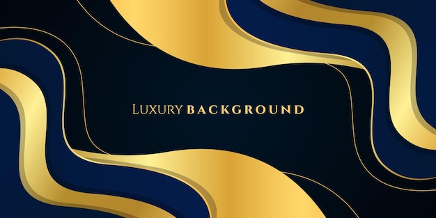 Elegante fondo abstracto de lujo azul oscuro y dorado adecuado para anuncios de promoción de aniversario de la celebración del premio de banner