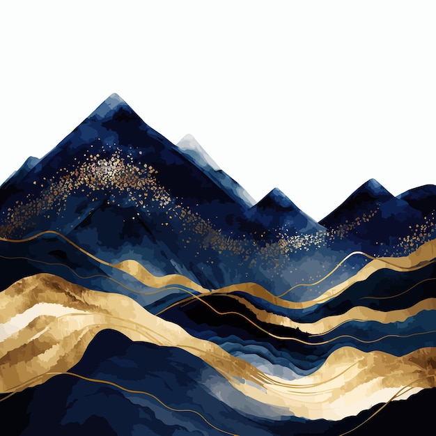 Elegante fondo abstracto de montaña Acuarela tradicional estilo japonés oriental Ilustración vectorial