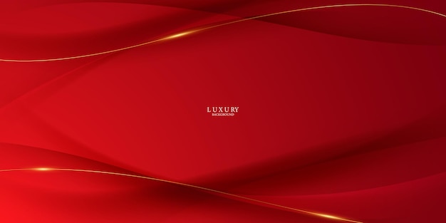 Elegante fondo abstracto rojo con elementos de línea dorada ilustración de vector de diseño moderno