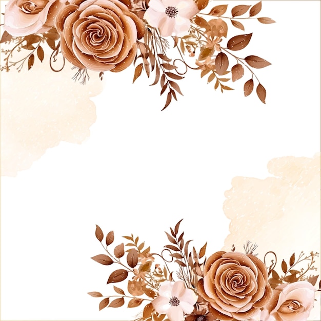 El elegante fondo de acuarela marrón con flora y flores