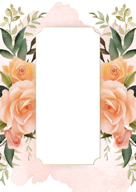 Elegante fondo de acuarela naranja con flora y flores