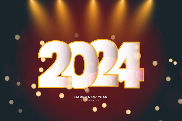 Elegante fondo de Año Nuevo 2024 Elegante estandarte festivo con efecto de texto 3D