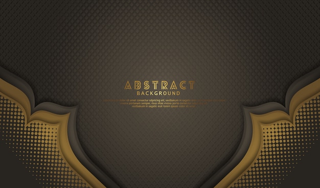 Elegante fondo de capas de superposición de color marrón oscuro con efecto de líneas marrones brillantes sobre textura oscura
