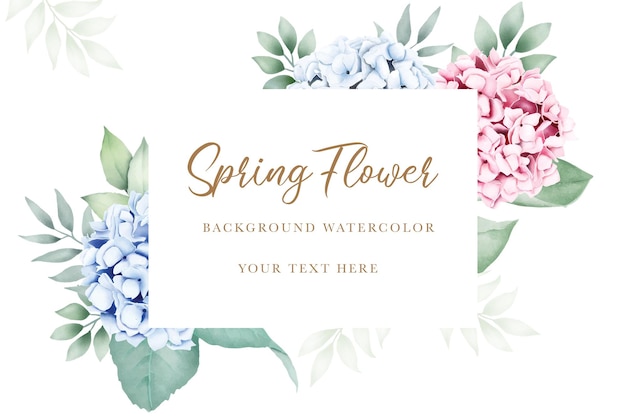 Vector elegante fondo floral de hortensia y diseño de marco.