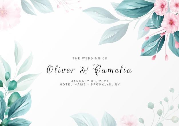 Elegante fondo floral minimalista para plantilla de tarjeta de invitación de boda multipropósito