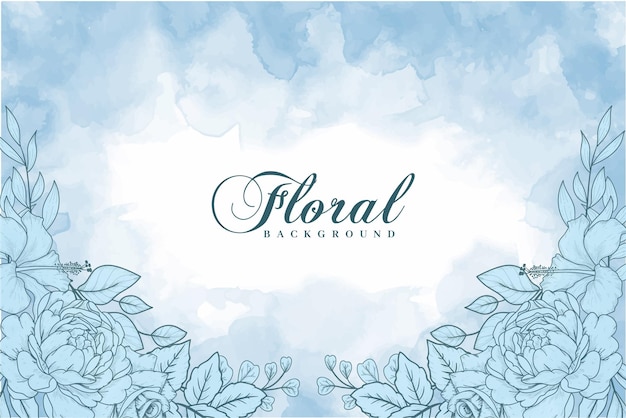 Elegante fondo floral con salpicaduras de acuarela