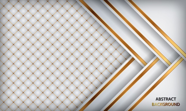 Elegante fondo de lujo blanco. Cuero blanco texturizado con detalles en metal dorado.