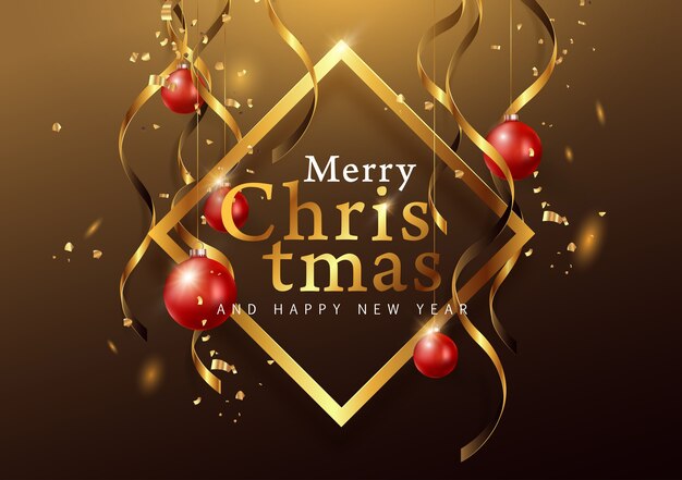 Elegante fondo de Navidad con adornos colgantes.