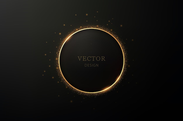 Elegante fondo negro con círculo dorado brillante