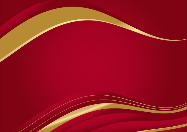 Elegante fondo rojo abstracto con forma de triángulo geométrico y elementos dorados de línea. Concepto moderno 3d de estilo de corte de papel de lujo realista. Ilustración vectorial para el diseño