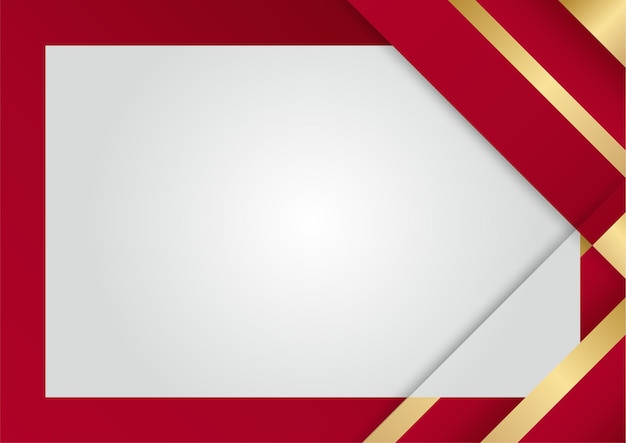 Elegante fondo rojo abstracto con forma de triángulo geométrico y elementos dorados de línea. Concepto moderno 3d de estilo de corte de papel de lujo realista. Ilustración vectorial para el diseño