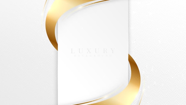 Elegante fondo de sombra blanca con elementos dorados de línea. Concepto moderno 3d de estilo de corte de papel de lujo realista. ilustración vectorial para el diseño.