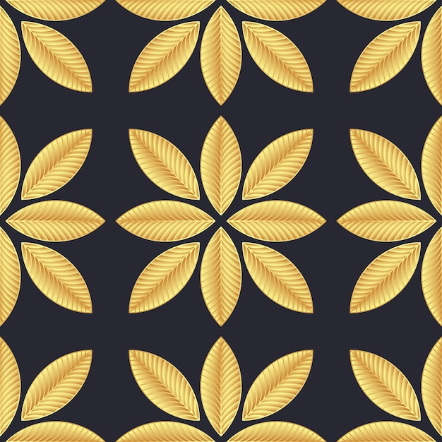 Elegante fondo de vector de patrones sin fisuras de hojas doradas Telón de fondo de hoja de oro de estilo de lujo