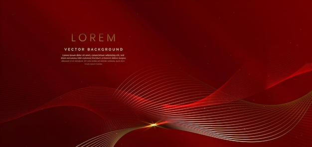 Elegante fondo vectorial abstracto rojo y dorado