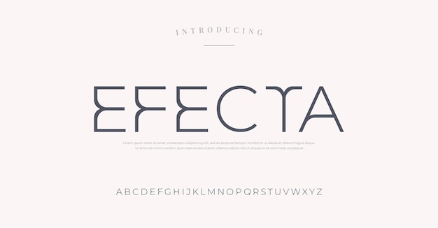 Elegante fuente delgada del alfabeto sans serif