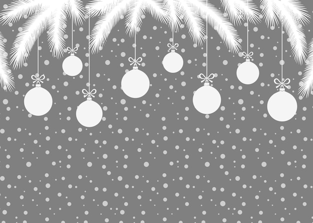 Elegante gris navideño Fondo con bolas blancas Ilustración vectorial