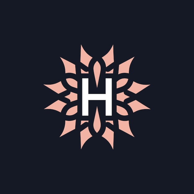 elegante y hermosa letra H flor floreciente logo