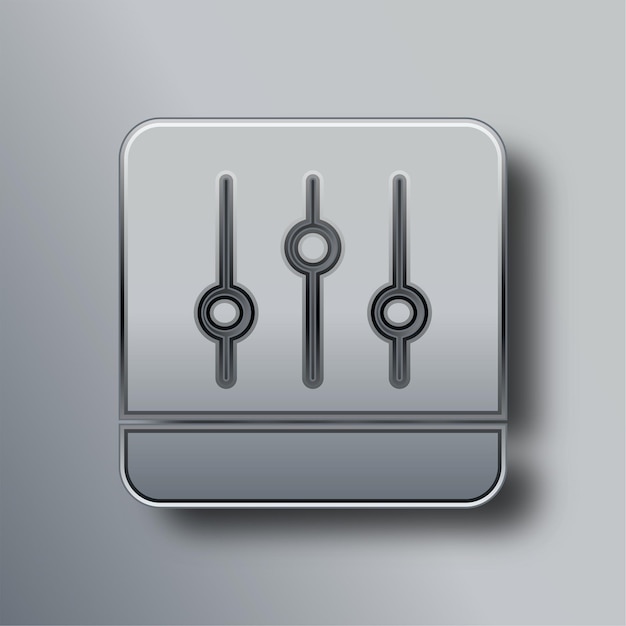 El elegante icono del ecualizador de audio de metal plateado con fondo gris