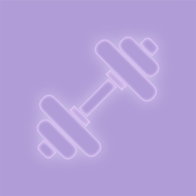 Elegante icono de entrenamiento con efecto de brillo púrpura en fondo púrpura