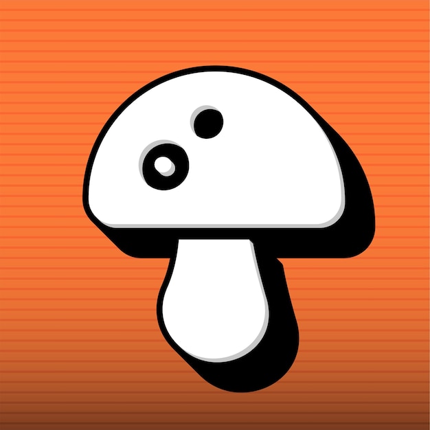 Elegante icono de hongo blanco y negro con fondo naranja personalizable