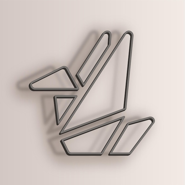 Elegante icono de origami con efecto de alambre con fondo blanco antiguo