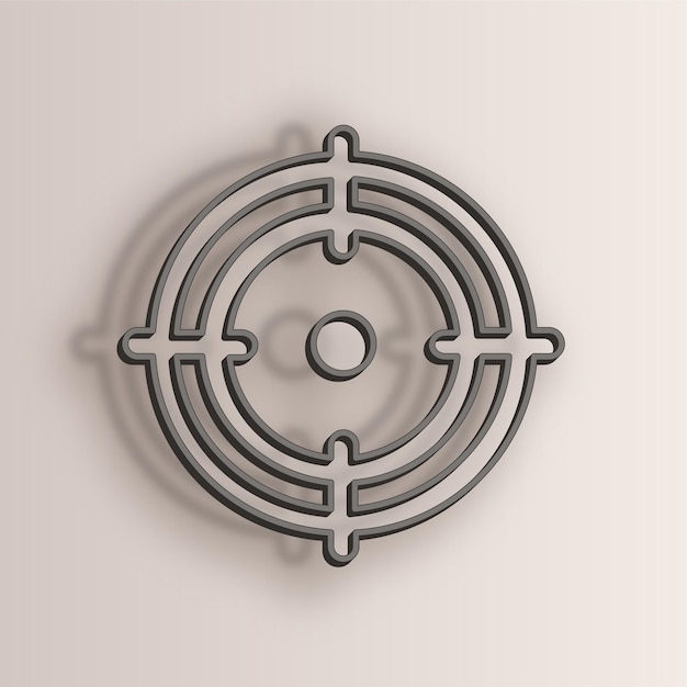 Elegante icono de tiro con arma de tiro de efecto de alambre con fondo blanco antiguo