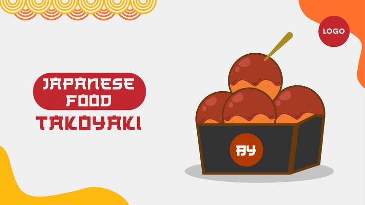 Elegante ilustración de comida japonesa Takoyaki