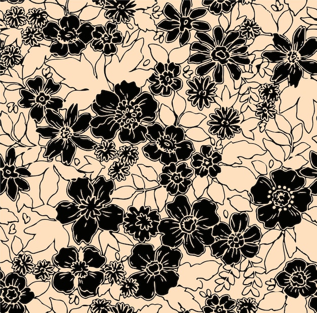 Elegante ilustración de flores negras