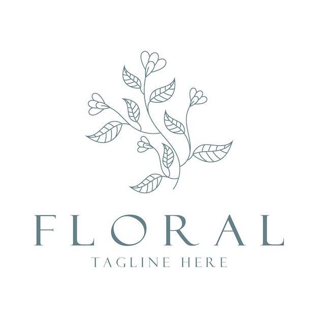Elegante ilustración de marco floral y de hojas etiquetas spas identidad corporativa e invitaciones de boda